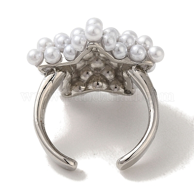 Покрытие стойки латунные кольца с микропаве и жемчугом RJEW-R315-02A-P-1