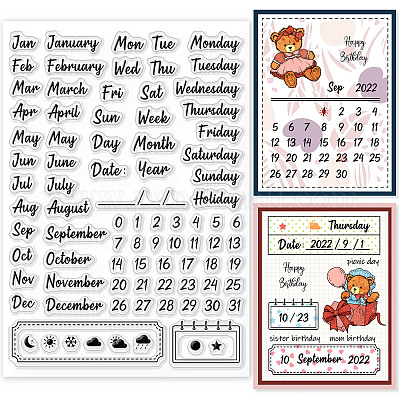 Wholesale GLOBLELAND Calendar Date Clear Stamps Month Week Day Numbers  Silicone Clear Stamp Seals for Cards Making DIY Scrapbooking Photo Journal  Album Decoration 