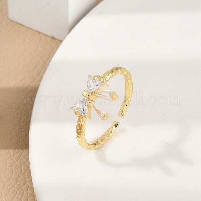 Кольца-манжеты из латуни с микро-паве и прозрачным циркониевым покрытием для женщин RJEW-M028-55G-1