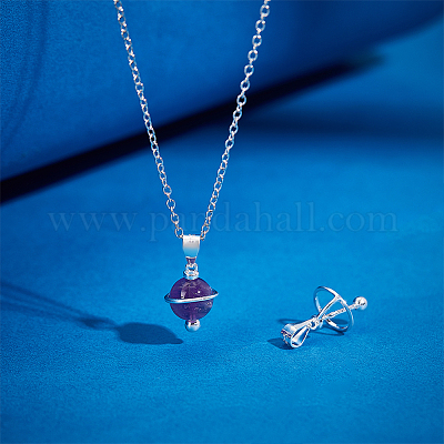 2 шт. 925 подвески-планеты из стерлингового серебра с бусинами STER-PH0003-78-1