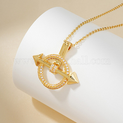 Модные латунные микропаве прозрачные кубические цирконии круглые стрелы кулоны ожерелья HS4239-1