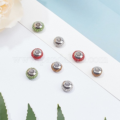 Rondelle 304 нержавеющая сталь полимерная глина стразы европейские бусины GPDL-UN0001-01-1