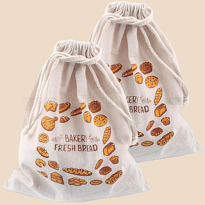 2 шт. льняные мешочки с принтом хлеба AJEW-CP0003-81B-1
