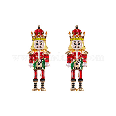 Серьги-гвоздики из сплава с эмалью в форме мультяшного солдата FS-WGA682D-05-1