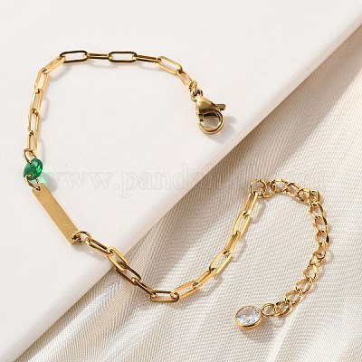 Браслеты-цепочки из нержавеющей стали 304 в виде скрепок BJEW-A035-04G-03-1