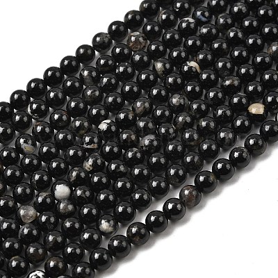 Натуральный черный турмалин бисер нитей X-G-F666-05-6mm-1