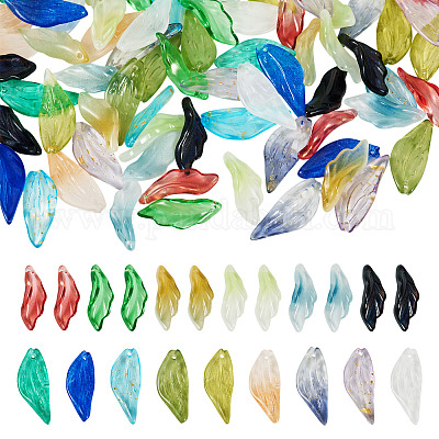 75 шт. 15-х цветные прозрачные стеклянные подвески в виде листьев GLAA-TA0003-30-1
