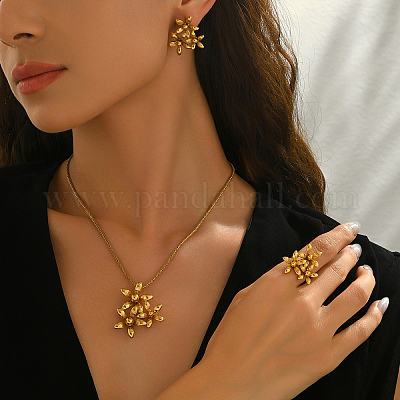 Серьги-гвоздики из нержавеющей стали с цветком PR9853-1