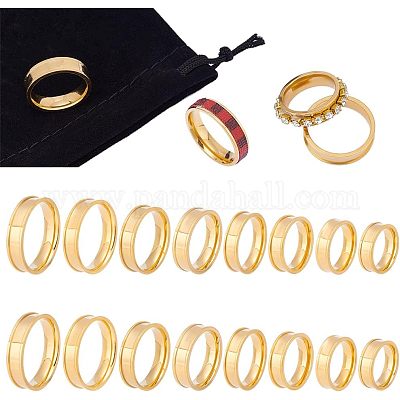 16 шт. 8 размер 201 нержавеющая сталь рифленое кольцо для мужчин и женщин RJEW-UN0002-37-1