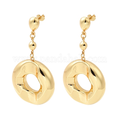 Плоские круглые серьги-гвоздики из нержавеющей стали 304 EJEW-P329-08G-1