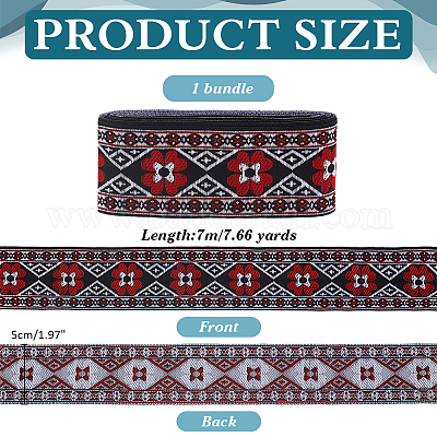7 м жаккардовая лента из полиэстера с ромбами и цветком в этническом стиле OCOR-WH0101-05-1