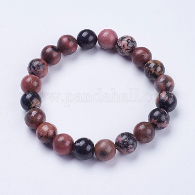 Натуральный Rhodonite бисера браслеты простирания&nbsp;BJEW-I253-10mm-26-1