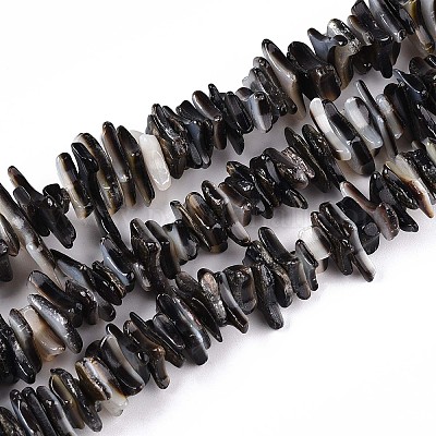 Нити бусин из натуральной черной ракушки для губ SSHEL-N040-17-1