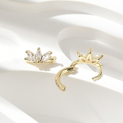 Серьги-кольца из латуни с прозрачным фианитом EJEW-Q014-27G-1