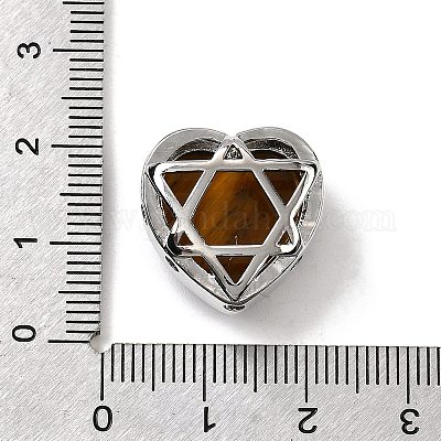 Латунные многорядные звенья с натуральным тигровым глазом в форме сердца G-B149-13P-06-1