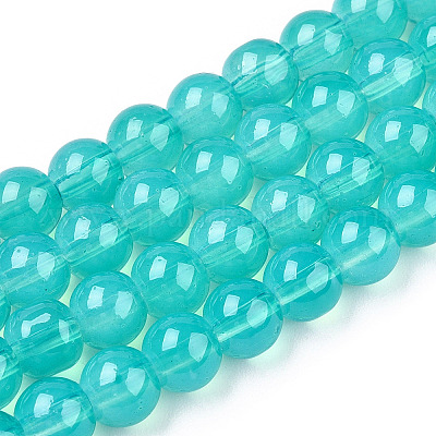 Chapelet de perles en verre baking paint&nbsp;DGLA-Q023-6mm-DB24-1