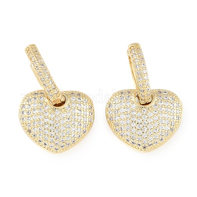 Серьги-кольца из латуни с микропаве из прозрачного кубического циркония для женщин EJEW-S225-01G-1