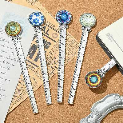 Закладки из стекла с мозаикой и кабошонами AJEW-JK00275-01-1