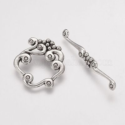 Сплавочные застежка тоггл тибетского стиля PALLOY-G168-01AS-1