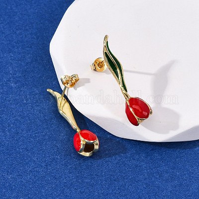 Серьги-гвоздики из латуни EJEW-F390-02G-01-1