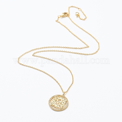 Ожерелья с подвесками из латуни с прозрачным кубическим цирконием NJEW-J059-01M-1