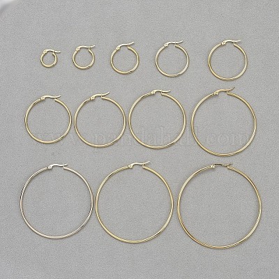 Серьги-кольца из нержавеющей стали 304 EJEW-X0015-03G-1