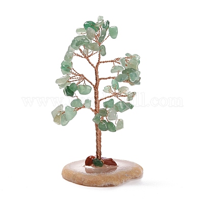 Натуральные зеленые авантюриновые чипсы и украшения для пьедестала из агата DJEW-A001-04I-1