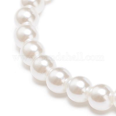 Браслет из бисера из абс-пластика с имитацией жемчуга и подвесками из сплава эмали для детей BJEW-JB08524-01-1