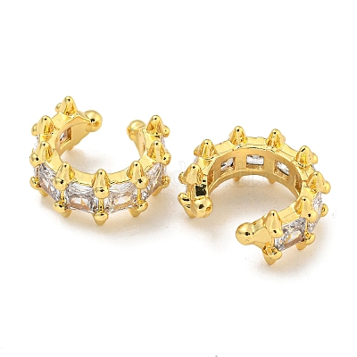 Латунные серьги-манжеты из прозрачного кубического циркония EJEW-C104-164G-1
