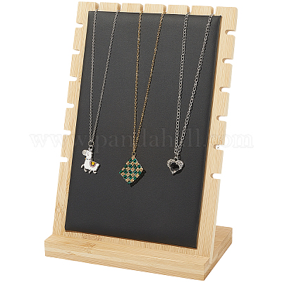 Бамбуковые стенды-органайзеры для ожерелья с наклонной спинкой NDIS-WH20007-01B-02-1