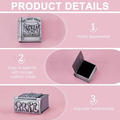 Подарочные коробки с гравировкой в виде первого завитка и первого зуба CON-WH0123-18A-1