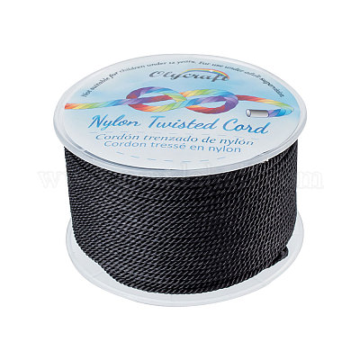 OLYCRAFT 55 Yards 2mm Twisted Satin Nylon Cord 3-Ply Black Twisted Cord  Trim String Thread for Crafts and Jewelry Making