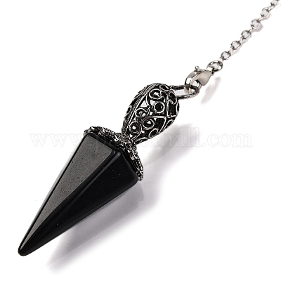 Биолокационные маятники с заостренным шестиугольным конусом из натуральных и синтетических драгоценных камней G-Q184-03AS-1