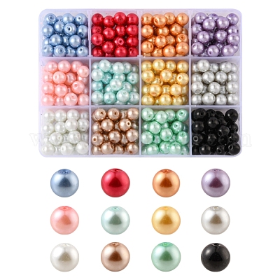 360 Stück 12 Farben Einbrennlack-Glasperlen&nbsp;HY-YW0001-03A-1