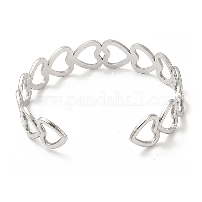 Не тускнеющий браслет-манжета в форме сердца из нержавеющей стали 304 для женщин BJEW-L682-001P-1