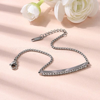 Браслеты из нержавеющей стали 304 со стразами BJEW-P369-01P-1