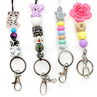 14 шт. 7-х цветные бусины из пищевого экологически чистого силикона с тигровым принтом SIL-GO0001-03-1