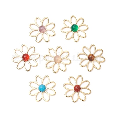 Подвески из натурального розового кварца/красной яшмы/тигрового глаза/аметиста/сердолика/агата/синтетической бирюзы PALLOY-JF03467-1