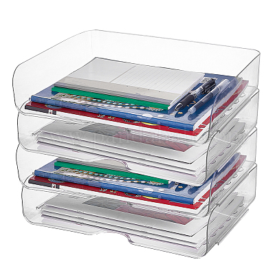 Boîte de rangement de bureau en plastique transparent&nbsp;AJEW-WH0455-281-1