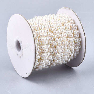 Абс пластика имитация жемчуга бисером отделка гирляндой AJEW-S073-10-1