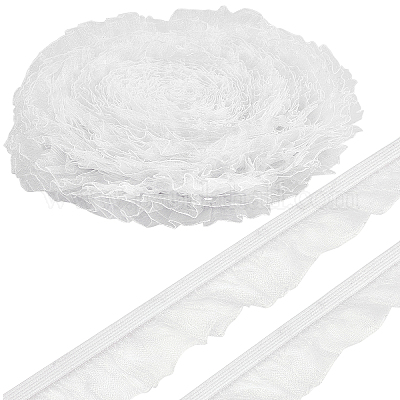 3 Inch White Lace Ribbon, 10 Yards Wide Stretchy Lace Trim Elastic Floral  Lace for Bridal Wedding Decoration Gift Wrapping DIY Sewing Craft Hair Bow