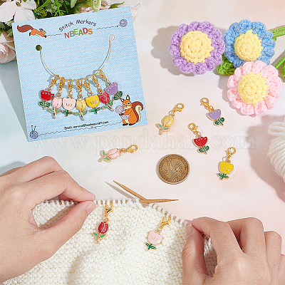 Подвесные маркеры для петель с эмалью из сплава «тюльпан» HJEW-AB00434-1