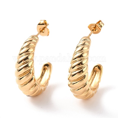 Серьги-гвоздики в форме круассана из нержавеющей стали 304 с вакуумным покрытием PVD для женщин EJEW-F280-08G-1