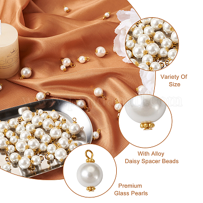 80 шт. 4 подвески из экологически чистого окрашенного стекла с жемчугом GLAA-CD0001-11-1