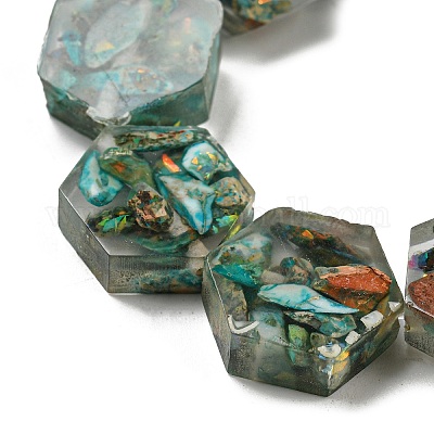 Окрашенная натуральная императорская яшма с нитями смоляных бусин G-G083-D01-01-1