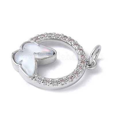 Подвески из латуни микропаве с фианитами и стеклом KK-F892-50P-1