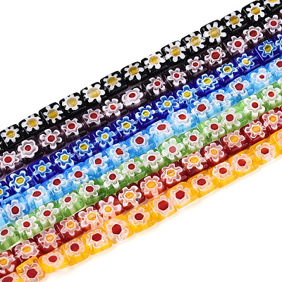 Ручной работы millefiori стеклянные бусины нитки LAMP-T022-10M-1