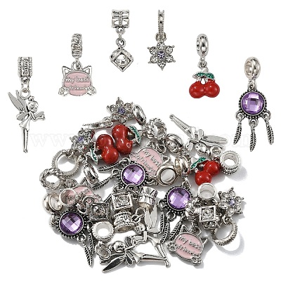 18 шт. 6 стиля эмалированный сплав с кристаллами и стразами европейские подвески-шармы FIND-YW0006-85-1