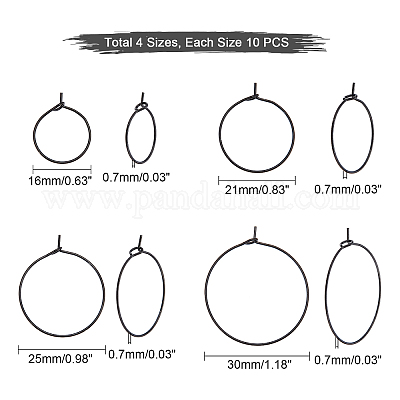40 шт. 4 цвета фурнитура для сережек-колец из хирургической нержавеющей стали 316l STAS-PH0001-60B-1