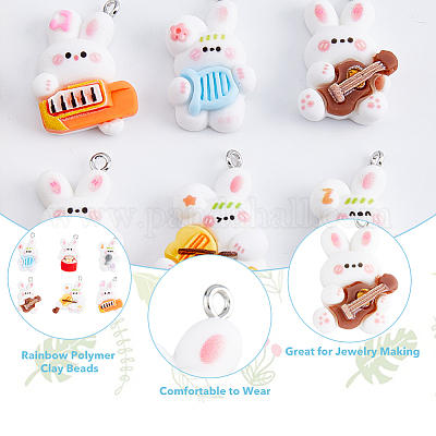 60шт 6 стиля музыкальная тема непрозрачные подвески из смолы RESI-DC0001-06-1